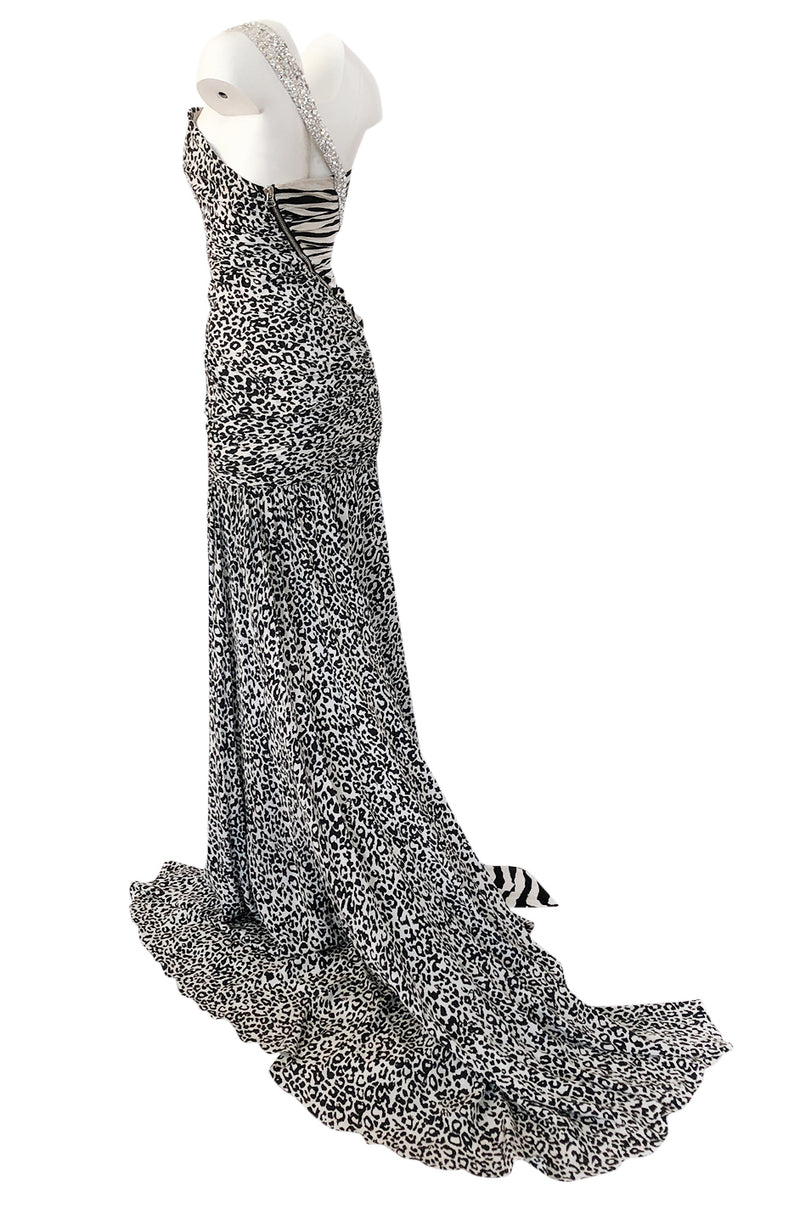 Fall 2008 Balmain by Christophe Decarnin Runway Zebra & Leopard Print Dress w Crystal Bolt