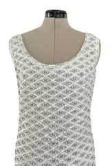 Fabulous 1960s Madeleine de Rauch Haute Couture Pearl White Sequin & Rhinestone Dress