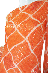 1970s Silk Sequin Harold Levine Maxi Dress