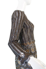 1960s Metallic Pauline Trigere Dress with Cut Outs