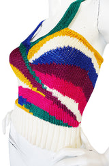 1970s Krizia Multi Color Racer Back Sweater Top