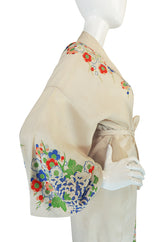 Romantic 1920s Printed Tissue Silk Pongee Kimono