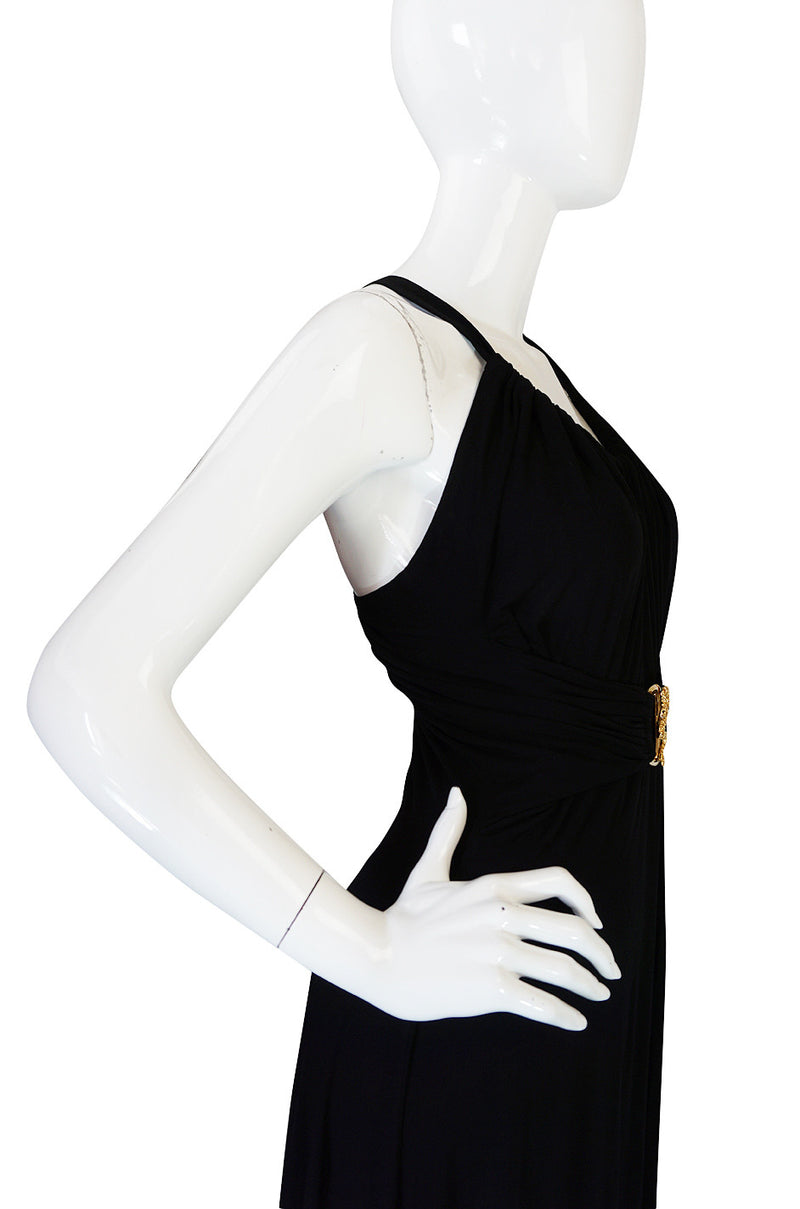 Recent Roberto Cavalli Plunging Black Silk Jersey Dress