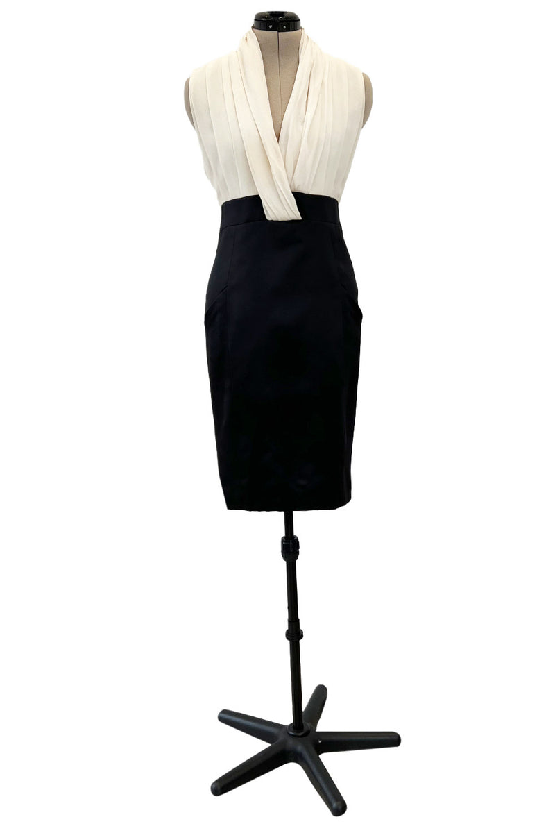 Classic Fall 2000 Chanel by Karl Lagerfeld Haute Couture Pleated Top & Black Silk Dress