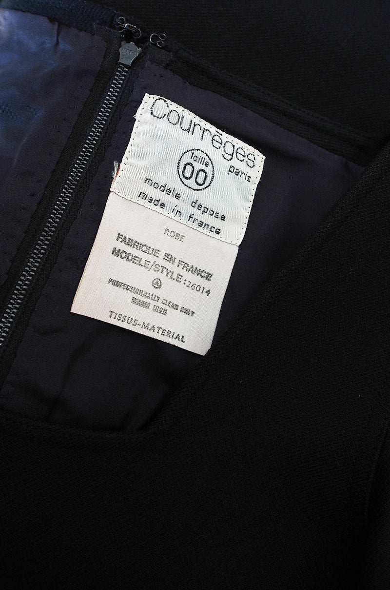 1960s Black Courreges Paris Shift Dress