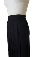 1980s Chanel Silk Crepe Pleated Full Length Maxi Skirt