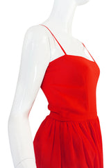 Beautiful 1970s Red Silk and Chiffon Lanvin Dress