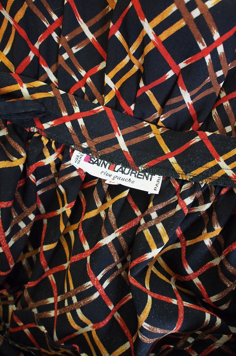 1970s Yves Saint Laurent Plaid Challis Skirt