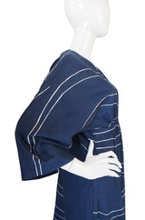 1960s Marimekko Deep Blue & White Print Caftan Dress