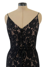 Easy to Wear 2010s Lanvin by Alber Elbaz Black Lace Illusion Dress w Button Front