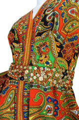 1960s Printed Fred Perlberg Mini Dress with Studded Detail