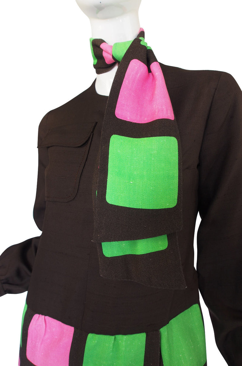 1960s Graphic Heinz Riva Linen Shift Dress