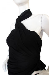 Rare 1980s Thierry Mugler One Shoulder Silk & Sheer Dress