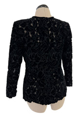 Incredible 1990s Yves Saint Laurent Haute Couture Velvet & Chiffon Cut OutsTop