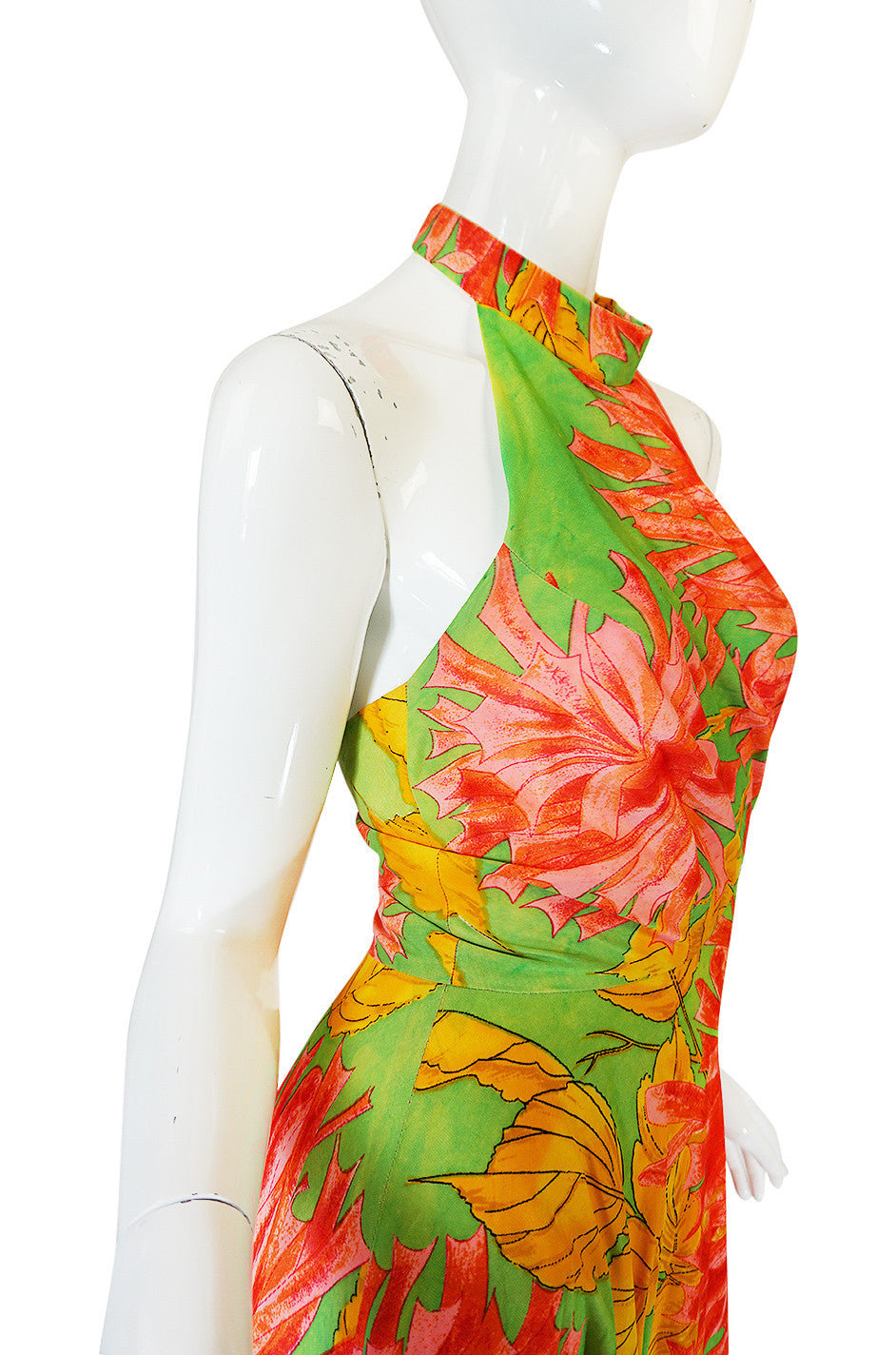 1970s Backless Nylon Jersey Tropical Halter Dress – Shrimpton Couture