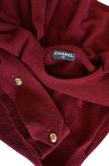 1980s Burgundy 100% Scottish Cashmere Chanel Sweater