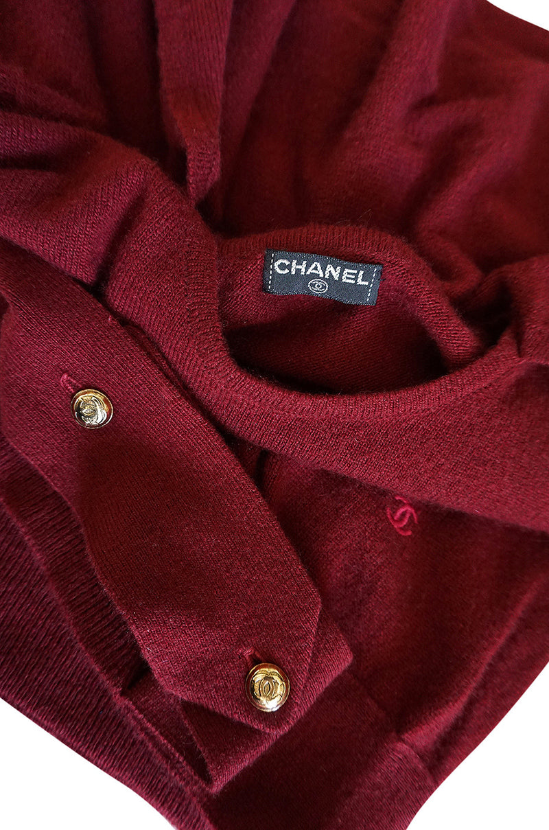 1980s Burgundy 100% Scottish Cashmere Chanel Sweater