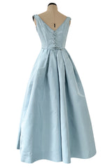 Runway Spring 1994 Balmain by Oscar de La Renta Haute Couture Baby Blue Corset Dress