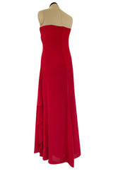 2010s Valentino Strapless Stretch Silk Crepe Dress w Gathered Bodice & Side Detailed Skirt