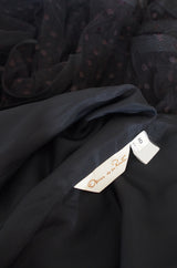 1978 Oscar de la Renta Velvet & Dotted Net Dress