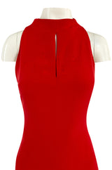 Sleek 1990s Valentino Classic Red Dress w Slit Front Detail & Tiered Ruffled Hem