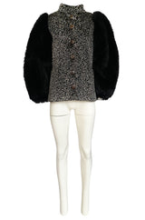 Fall 1992 Yves Saint Laurent Incredible Huge Sleeves Faux Fur Jacket
