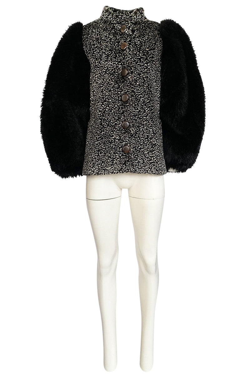 Fall 1992 Yves Saint Laurent Incredible Huge Sleeves Faux Fur Jacket