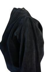 1970s Jean Muir Deep Navy Full Cut Suede Caped Jacket