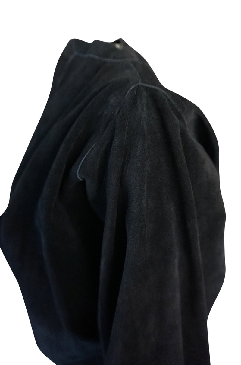 1970s Jean Muir Deep Navy Full Cut Suede Caped Jacket