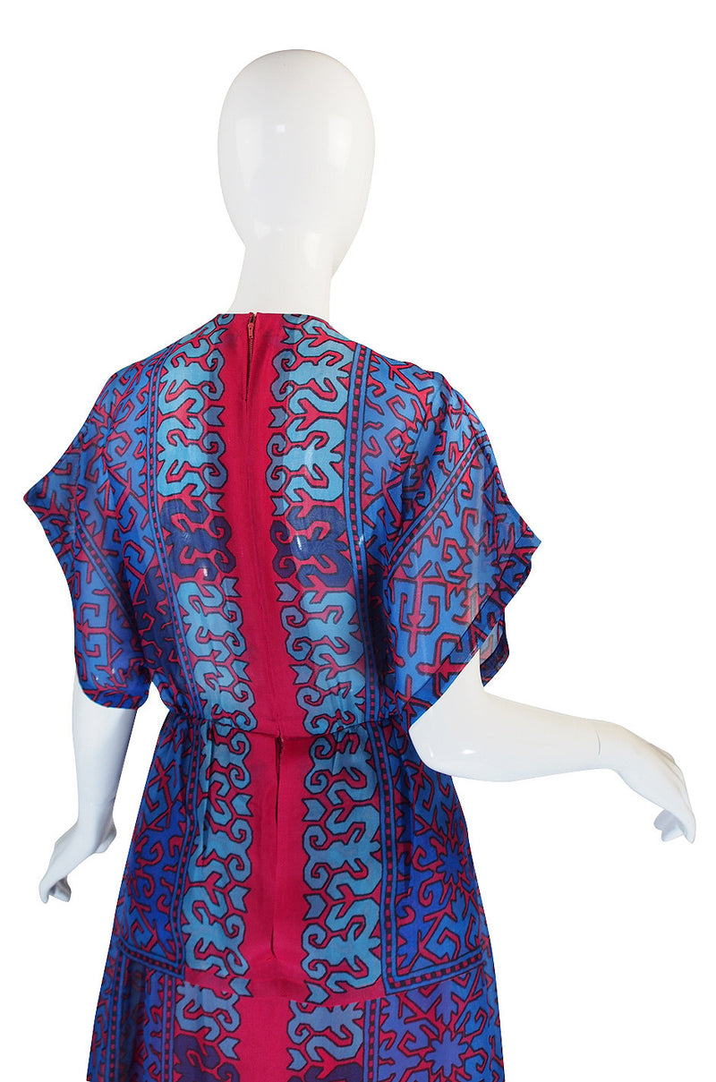 1970s Numbered Silk Gazar Lanvin Caftan Dress