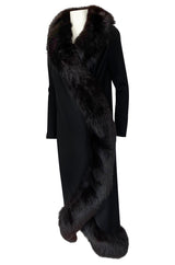 1971 Pauline Trigere Museum Held Black Jersey & Fox Fur Coat or Dress