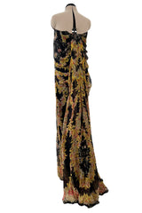 Stunning Spring 2010 Alexander McQueen Intricately Printed Strapless Bias Cut Dress