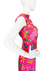 1970s Vibrant Pink Silk Twill Adele Simpson Dress