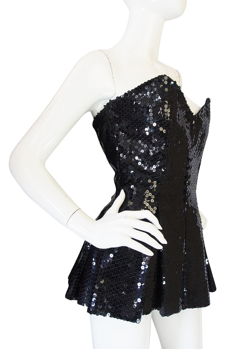 1970s Nina Ricci Couture Sequin Corset Top or Micro Mini
