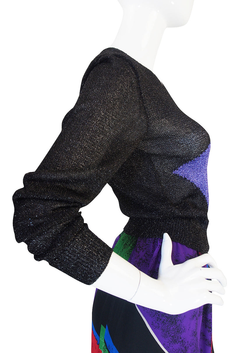 Incredible 1970s Hanae Mori Silk Chiffon Skirt & Knit Top