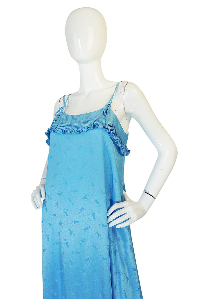 1970s Blue Zandra Rhodes Lingerie Dress