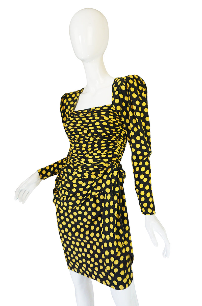 1980s Joan Rivers Owned Ungaro Silk Dot Dress
