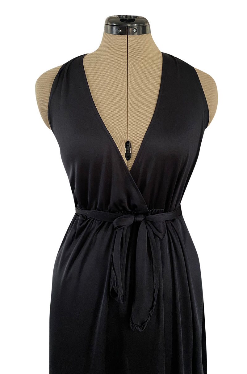 1970s Clobber by Jeff Banks Black Jersey Bare Back Halter Cut Skirted Jumpsuit