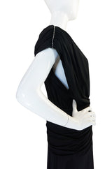 1980s Rhinestone Plunge Jersey Loris Azzaro Dress