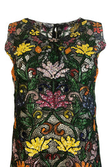 1960s Unlabeled Hand Made & Beaded and Sequin Netted Cord Dress