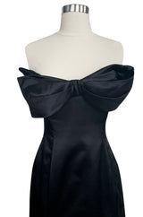 Spring 1996 Vivienne Westwood Bow Front Black Silk Satin Strapless Corset Dress