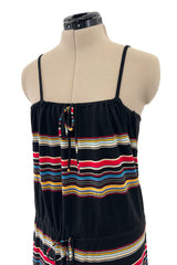 Prettiest Spring 1977 Christian Dior by Marc Bohan Black Cotton Jersey Striped Dress