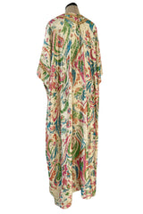 Gorgeous 1960s Lucie Ann Beverly Hills Gold Thread Lame Caftan w Sequin Detailing