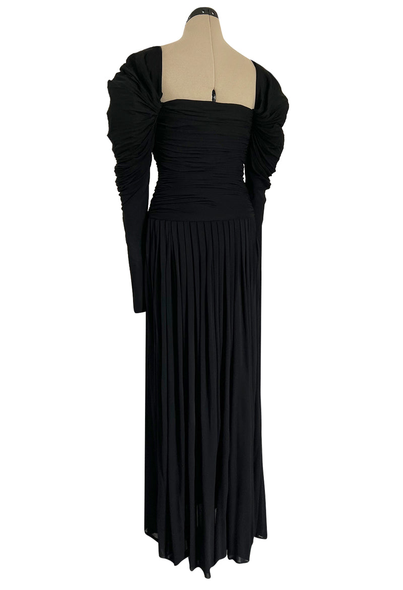 Spectacular 1970s Lanvin by Jules-Francois Crahay Off or On the Shoulder Draped Jersey Dress