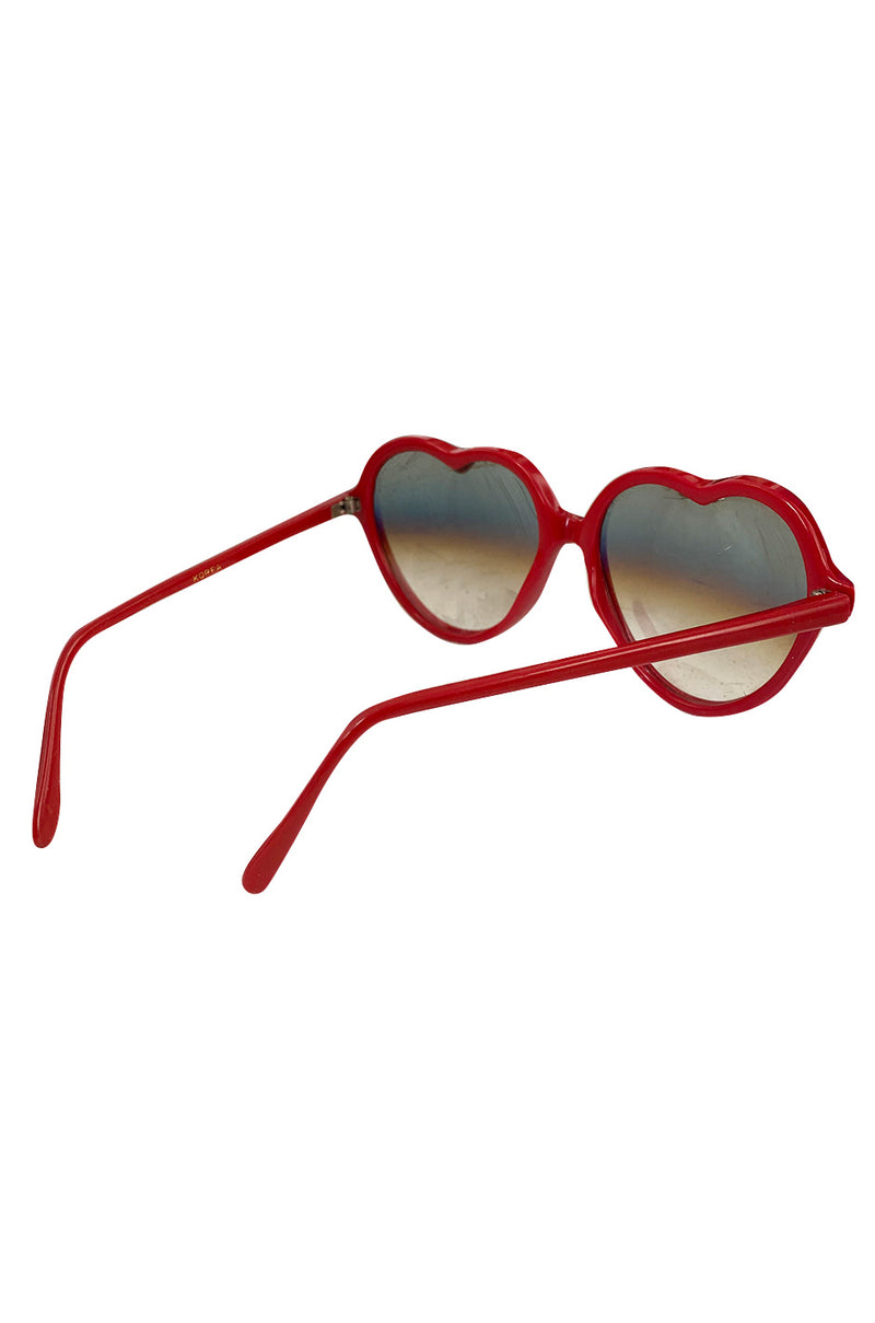 Vintage Big Red Heart Sunglasses w Mirrored Graduated Lenses