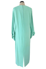 Rare 1978 Pierre Cardin Haute Couture Pale Mint Turquoise Silk Avante Garde Sack Dress