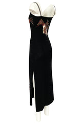 Stunning 1970s Adolfo Black Knit w Sequin & Rhinestone Detailing Dress