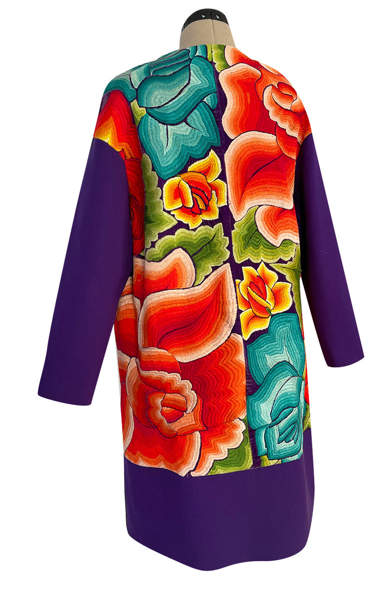 Custom Made Coat From Traditional 1940s Mexican Hand Embroidered TehuantepecFabric