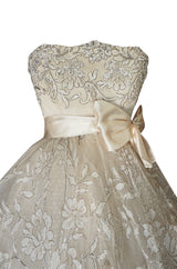 Spring 1959 Christian Dior Haute Couture Ivory & Silver Lace Dress