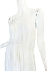 1970s Ossie Clark Attr Quorum White Jersey Dress